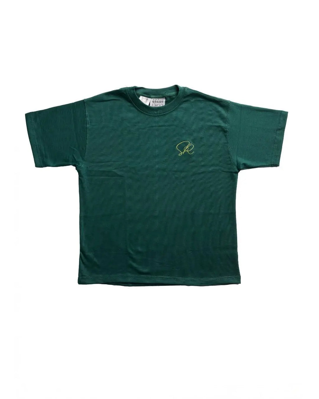 Green core t-shirt with a small logo on a white background