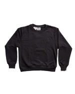 Black crew neck sweatshirt on a white background
