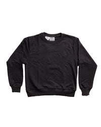 Black crew neck sweatshirt on a white background