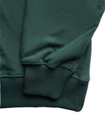 Close-up of a green sweatshirt with a white background
