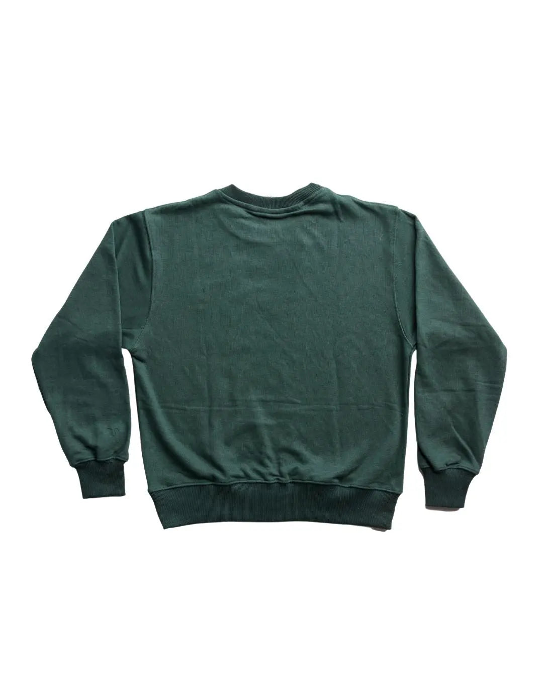 back of green crewneck