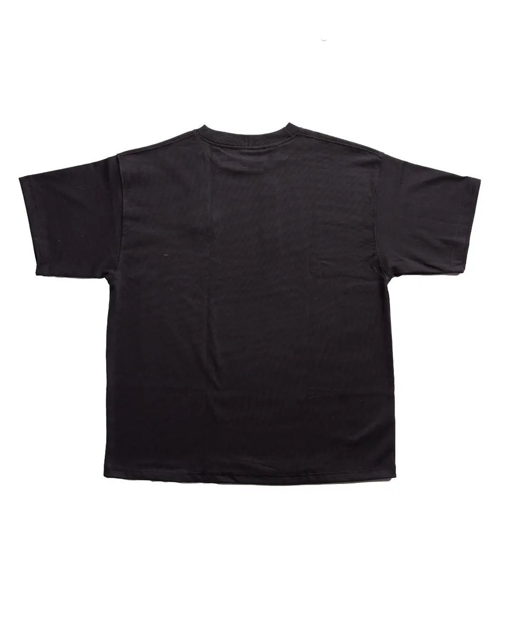Back of black core t-shirt on a white background